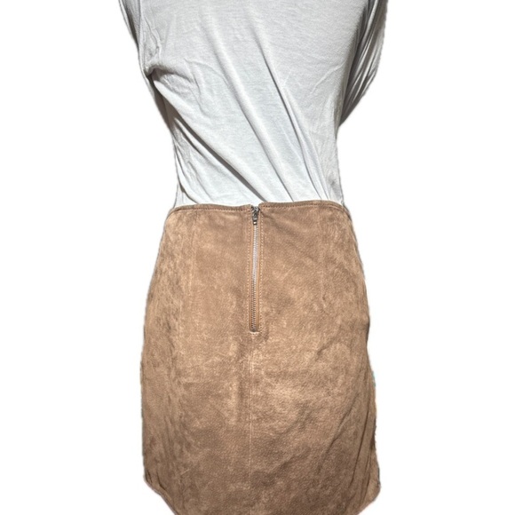 BLANK NYC Brown Suede Boho Leather Mini Skirt Zipper Pockets 26 Western - Picture 3 of 6